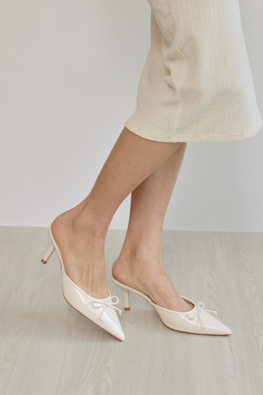 Rosa Ballet Slip-on Heels in Cream