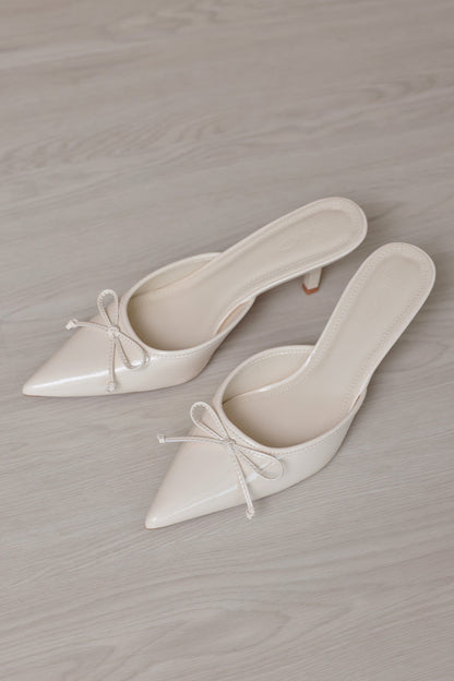Rosa Ballet Slip-on Heels in Cream