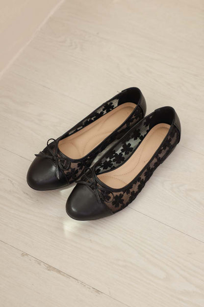Roux Embroidered Flats in Black
