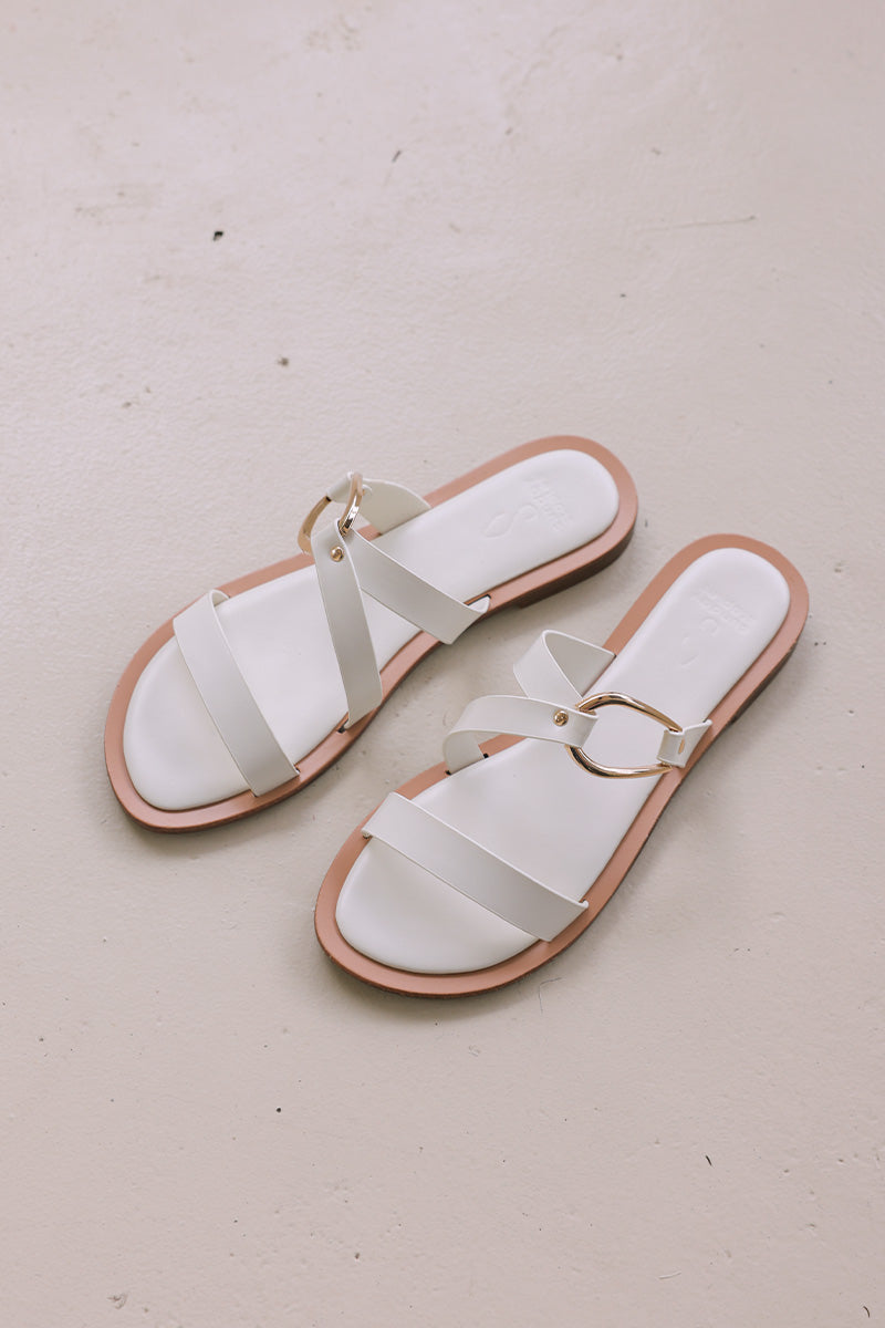 Saphira Gold Ring Sliders in Cream