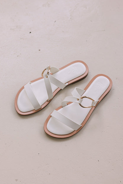 Saphira Gold Ring Sliders in Cream