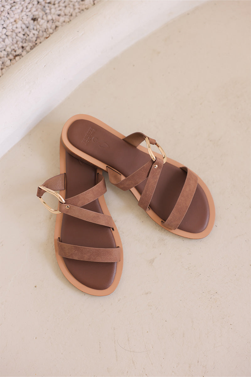 [PRE-ORDER] Saphira Gold Ring Sliders in Mocha