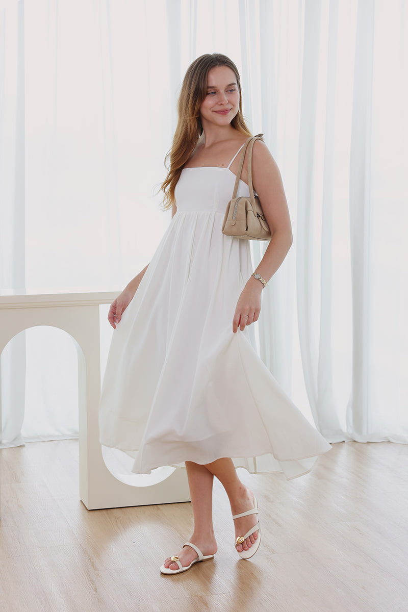 Selin Asymmetrical Sliders in Cream Suede