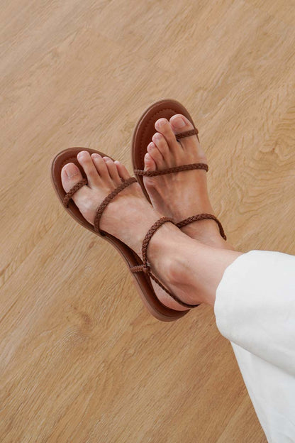 Sevana Braided Sandals in Brown