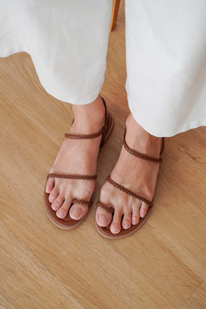 Sevana Braided Sandals in Brown