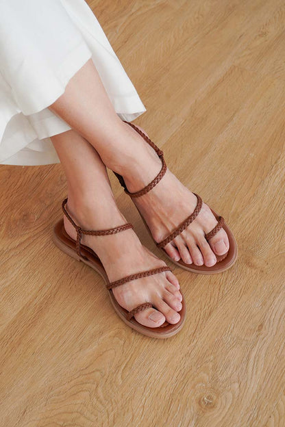 Sevana Braided Sandals in Brown