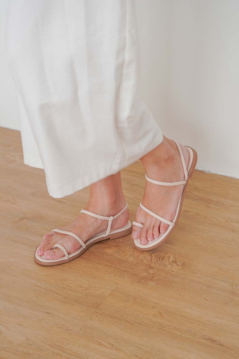 Sevana Braided Sandals in Cream
