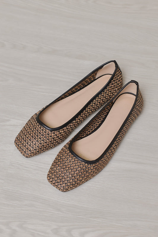 Sevi Rattan Flats in Black