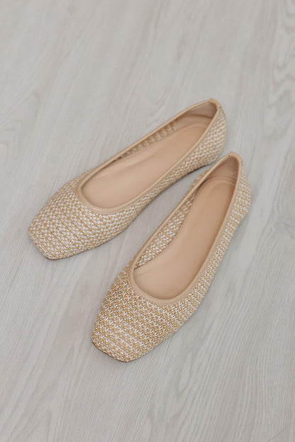 Sevi Rattan Flats in Cream