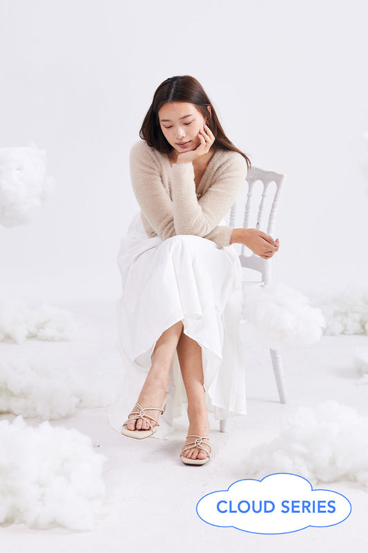 Soleil Strappy Cloud Heels in Pale Nude