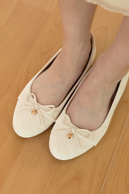 Soren Cloud Ballet Flats in Waterproof Satin Cream