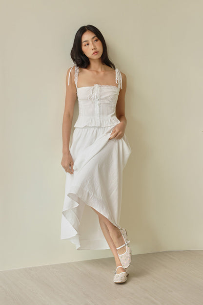 Tilly Embroidered Mesh Maryjane Flats in White