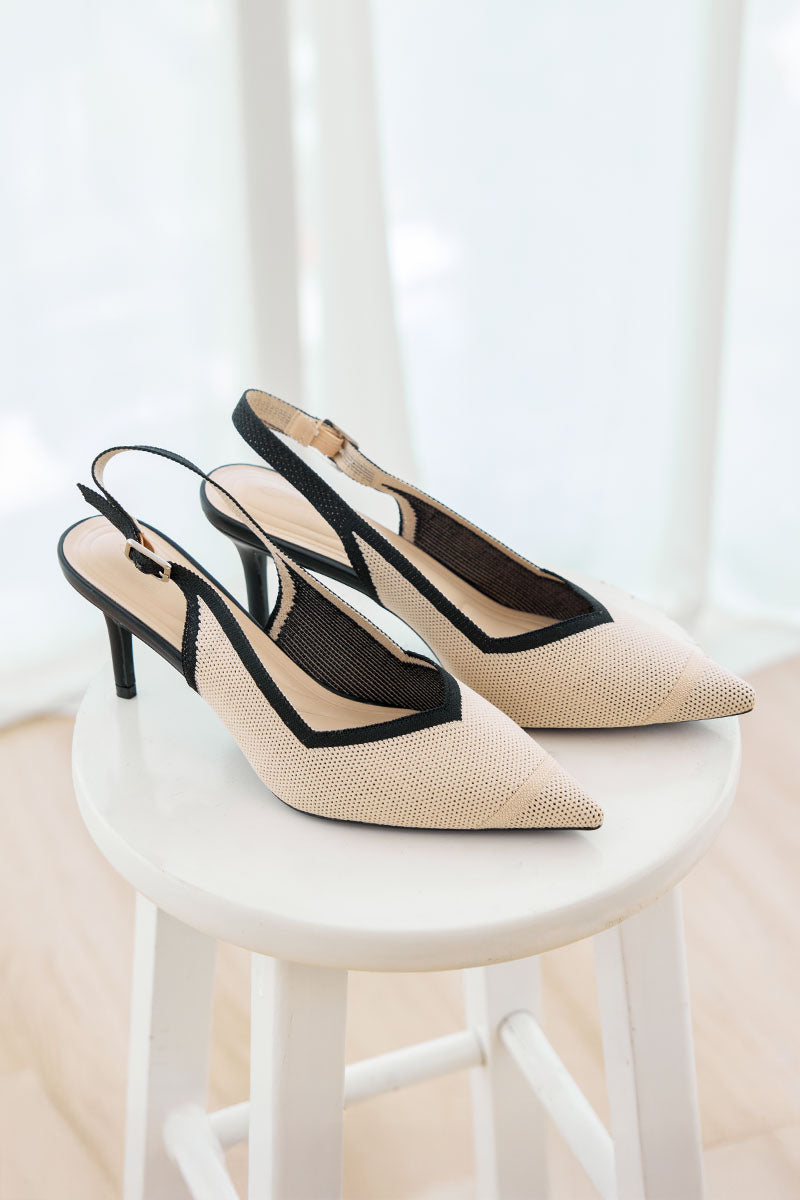 Valentina Flyknit Slingback Heels in Nude Contrast