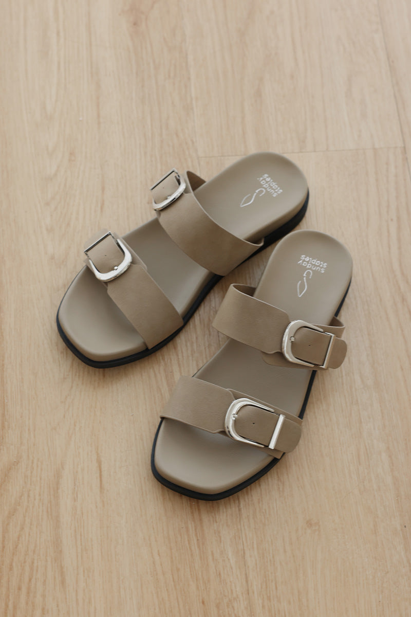 Veya Two Strap Sandals in Suede Brown