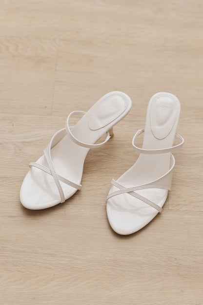 Vianne Strappy Heels in Cream Patent