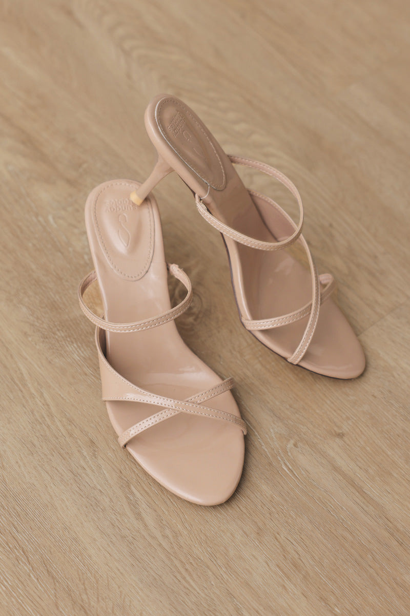 Vianne Strappy Heels in Nude Patent