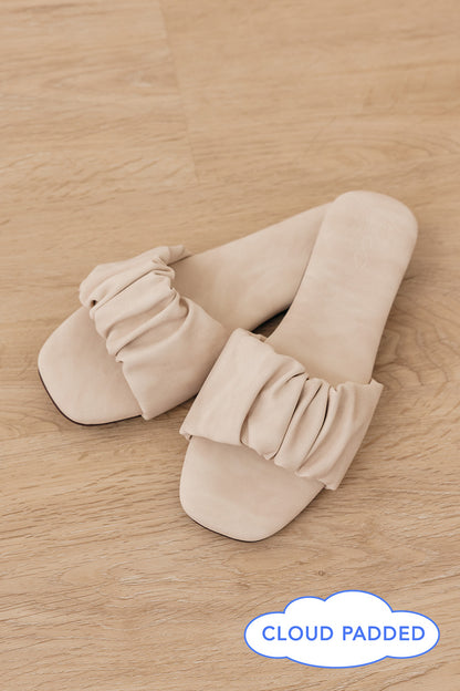 Willow Cloud Sliders in Bone Waterproof Suede