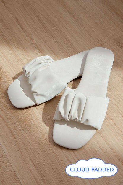 Willow Cloud Sliders in Pearl Waterproof Satin