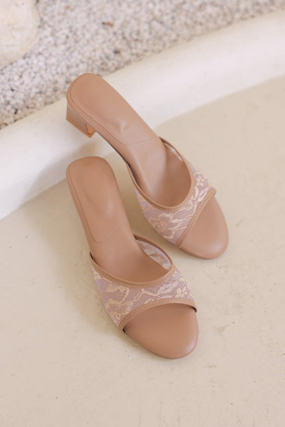 [PRE-ORDER] Zaria Lace Mesh Cloud Heels in Brown