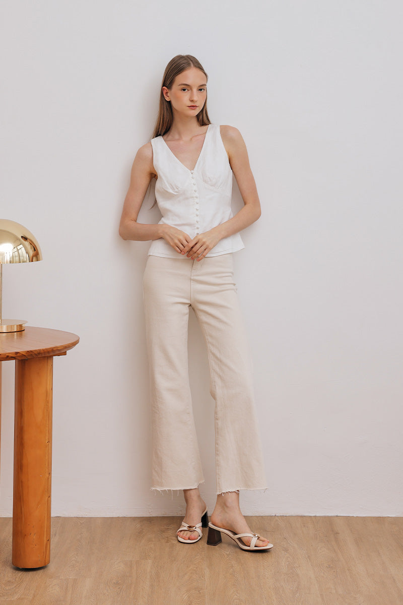 Zora Block Heels in Cream Suede