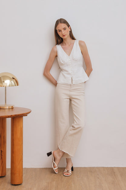 Zora Block Heels in Cream Suede