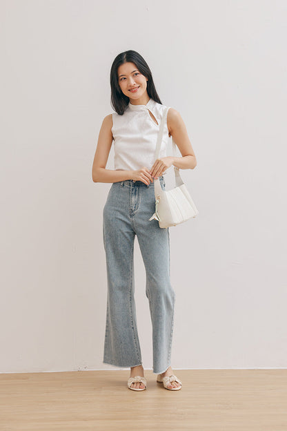 Athens Panel Shoulder Bag in Cream