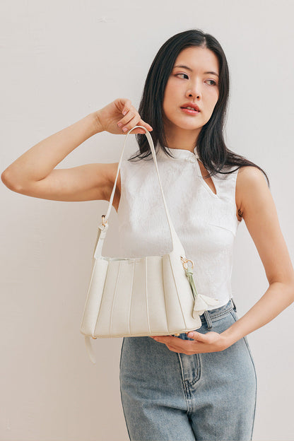 Athens Panel Shoulder Bag in Cream