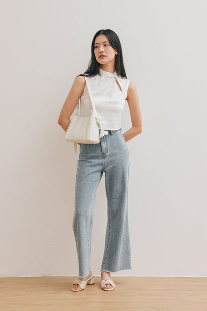 Athens Panel Shoulder Bag in Cream