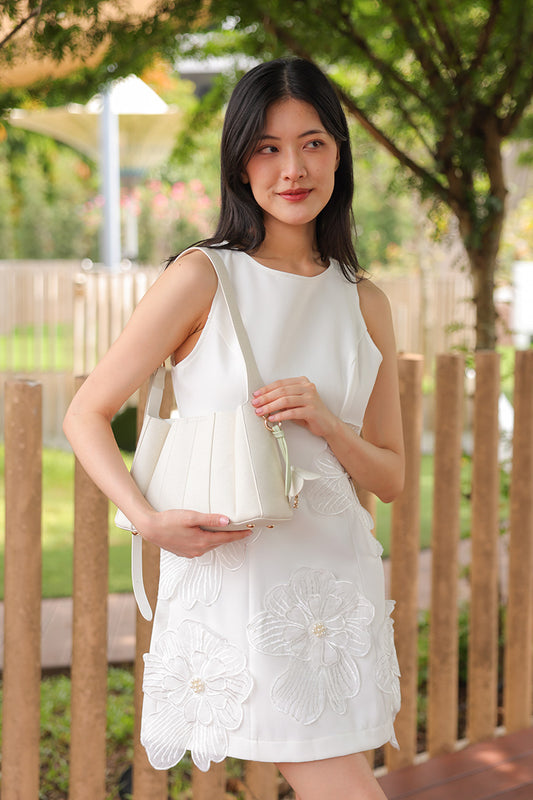 Athens Panel Shoulder Bag in Cream