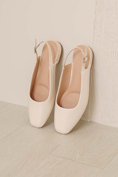 Aurielle Cloud Slingback Flats in Cream