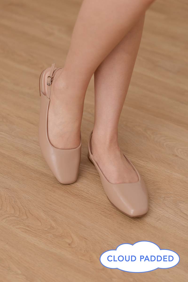 Aurielle Cloud Slingback Flats in Nude