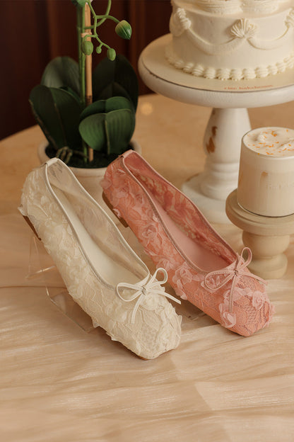 Avalyn Floral Mesh Flats in Pink