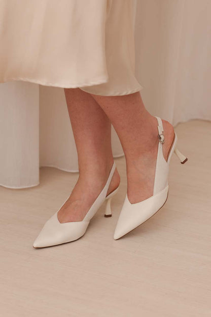 Calora Duo-tone Slingback Heels in Cream