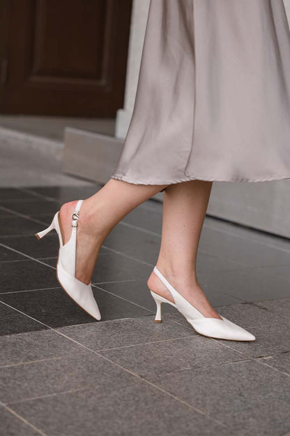 Calora Duo-tone Slingback Heels in Cream