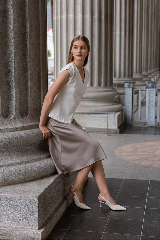 Calora Duo-tone Slingback Heels in Cream