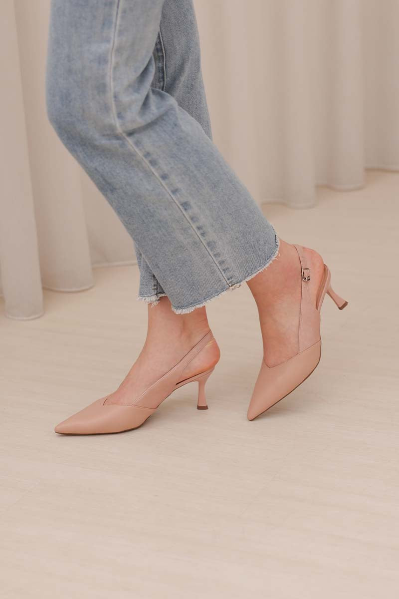 Calora Duo-tone Slingback Heels in Rose