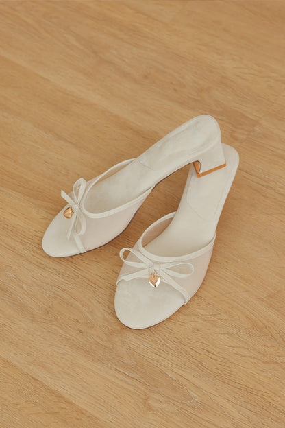 Calyra Charmé Mesh Cloud Heels in Cream Waterproof Satin