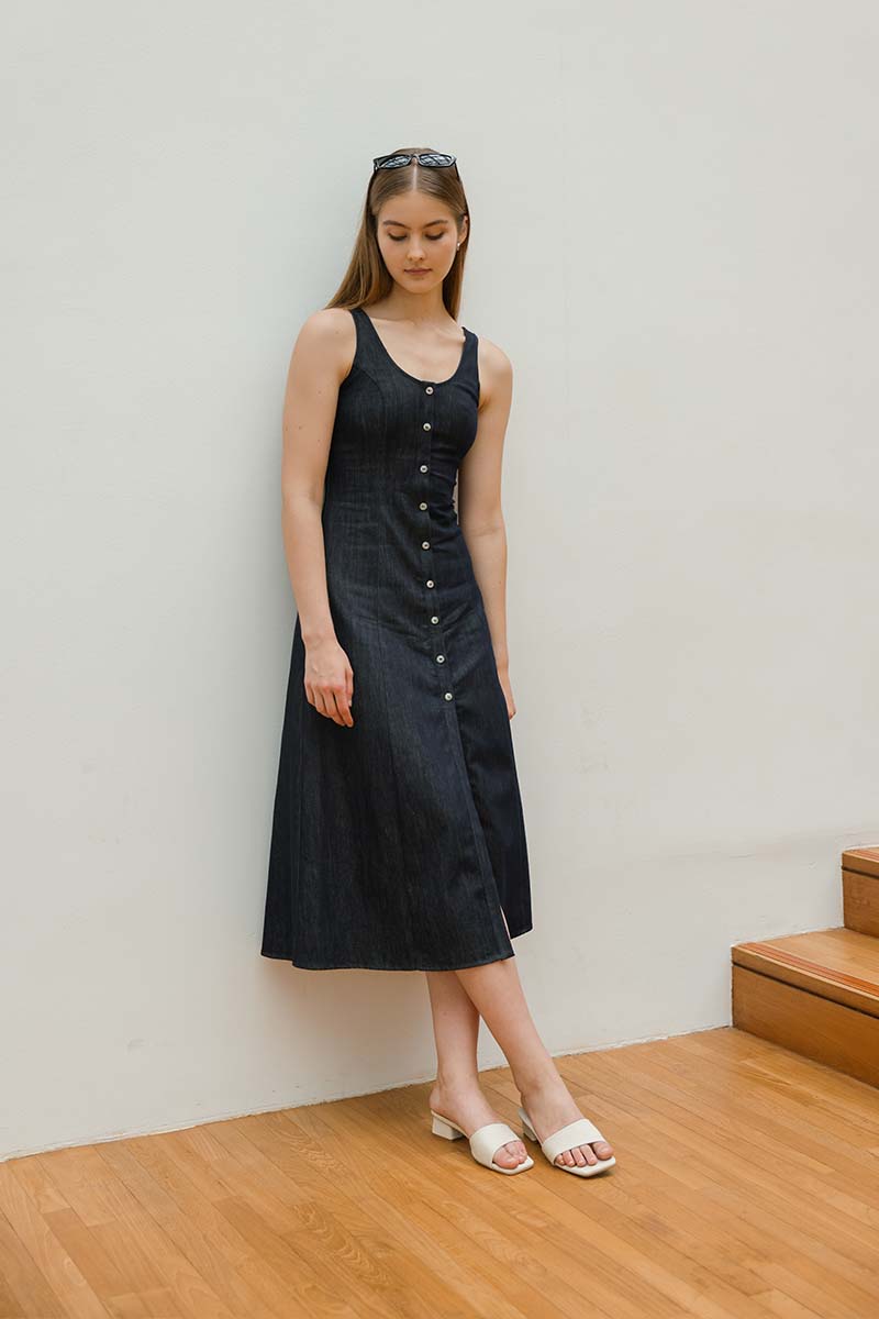 Carly Irregular Strap Heels in Waterproof Linen