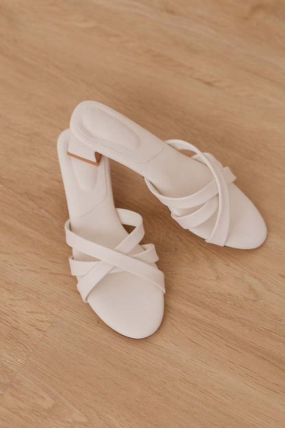Elena Cloud Block Heels in Cream