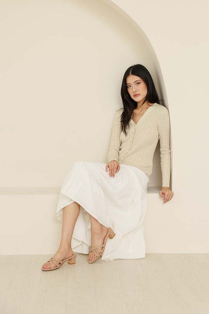 Elena Cloud Block Heels in Taupe
