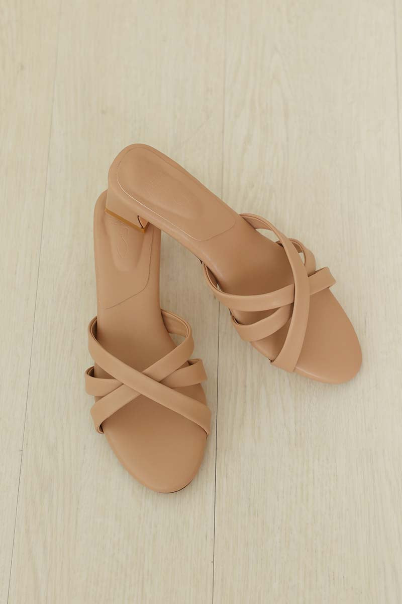 Elena Cloud Block Heels in Taupe