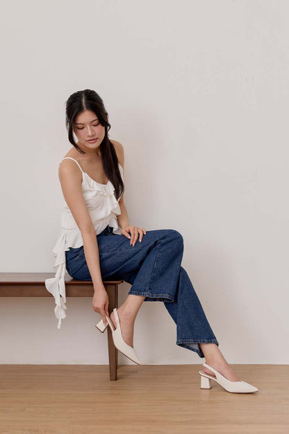 Fina Slingback Cloud Block Heels in Cream