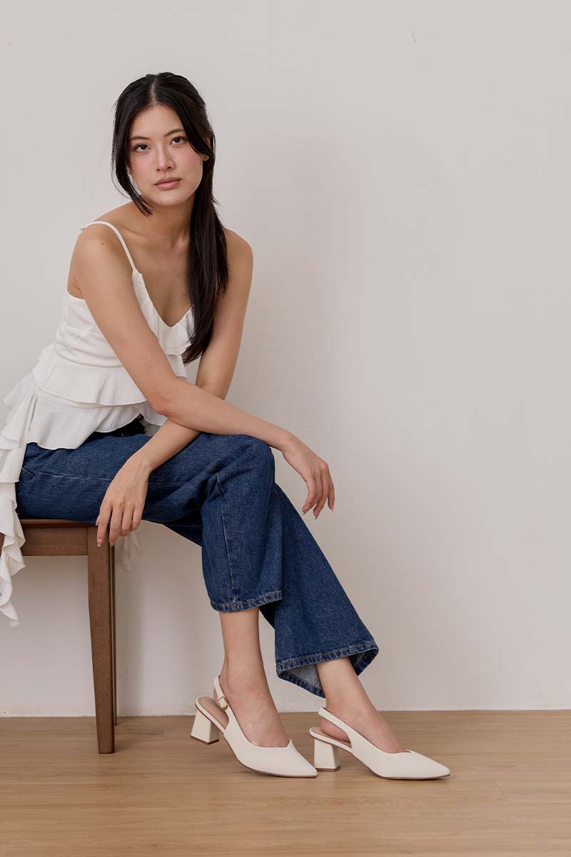 Fina Slingback Cloud Block Heels in Cream