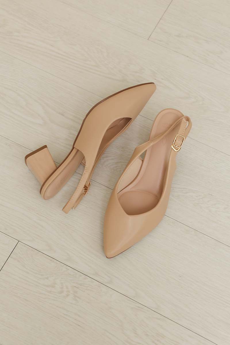 Fina Slingback Cloud Block Heels in Nude