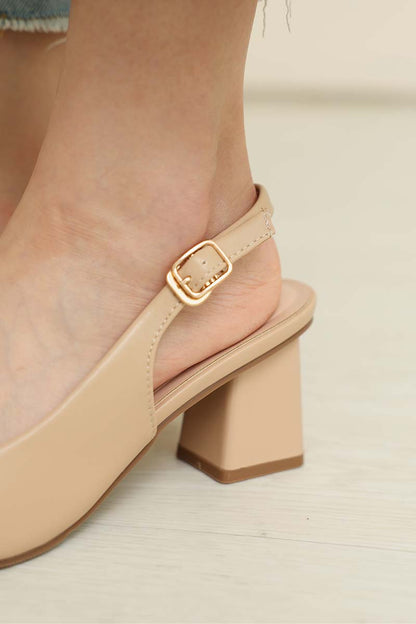 Fina Slingback Cloud Block Heels in Nude