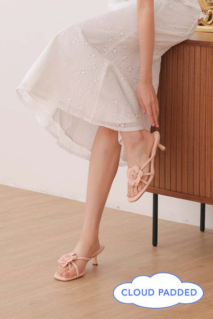 Florisse Cloud Heels in Waterproof Suede Blush Pink