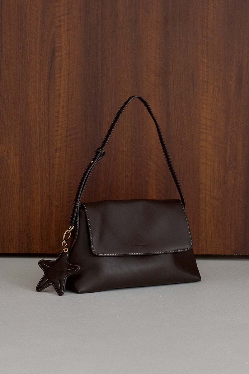 Georgia Shoulder Flap Bag in Espresso