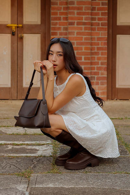 Georgia Shoulder Flap Bag in Espresso