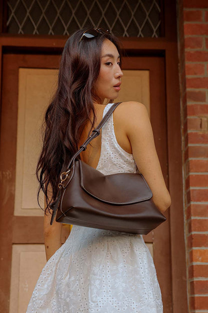 Georgia Shoulder Flap Bag in Espresso