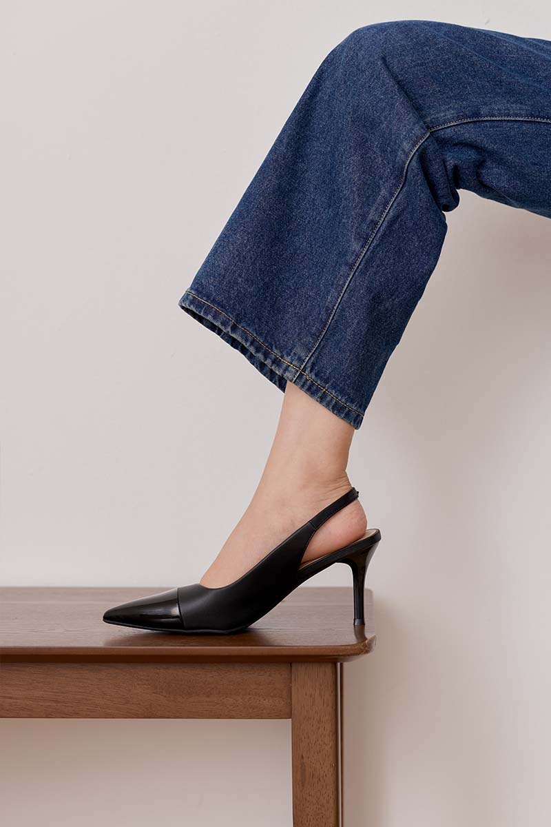 Gia Slingback Cloud Heels in Black